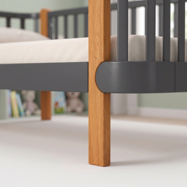Dětská postel Zukko Gekko 160x80. Tmavě šedá / Přírodní buk